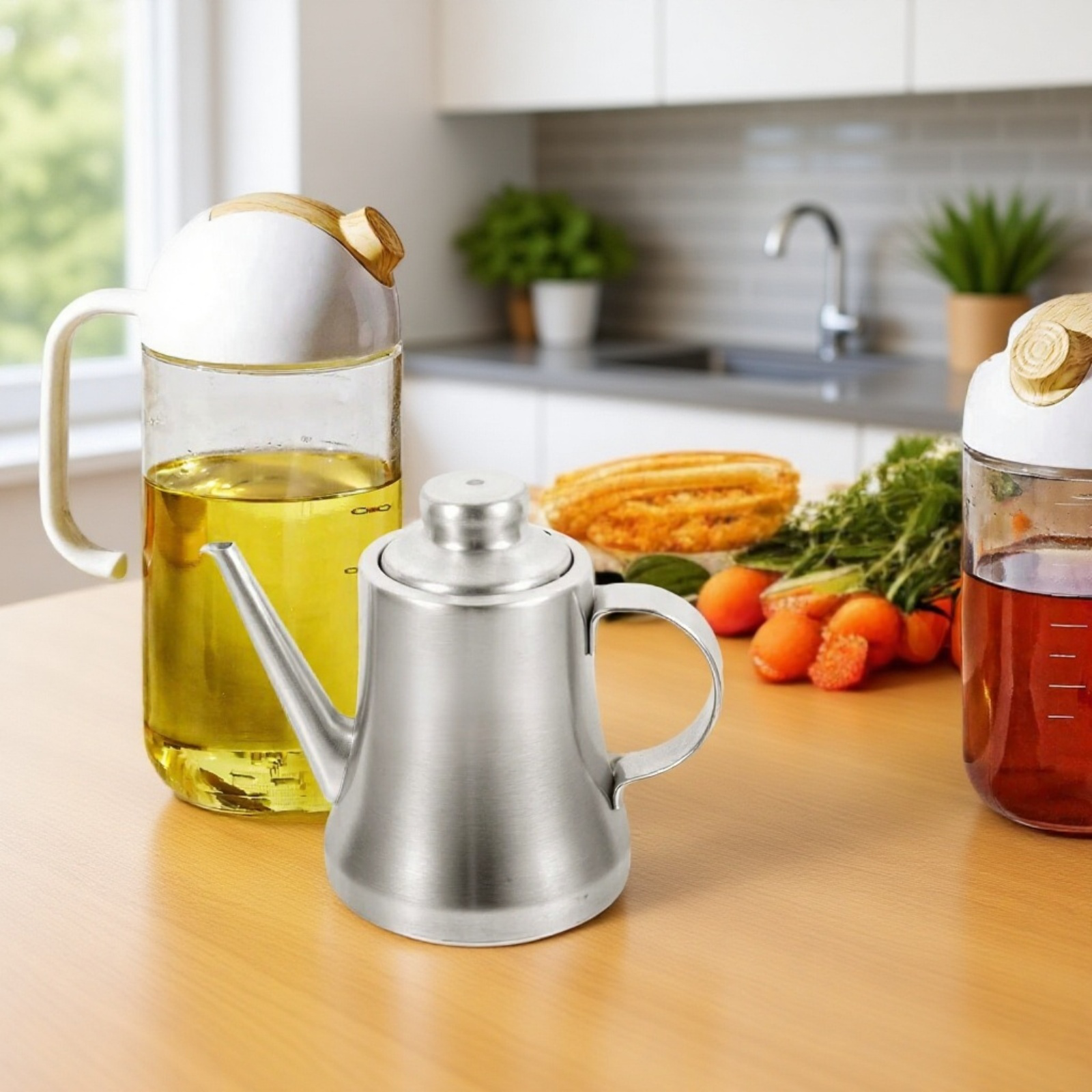 304 Edelstahl Öltopf Küchenölflasche Öltopf Haushaltskochöltopf großer Öltopf Öltopf Gießölflasche