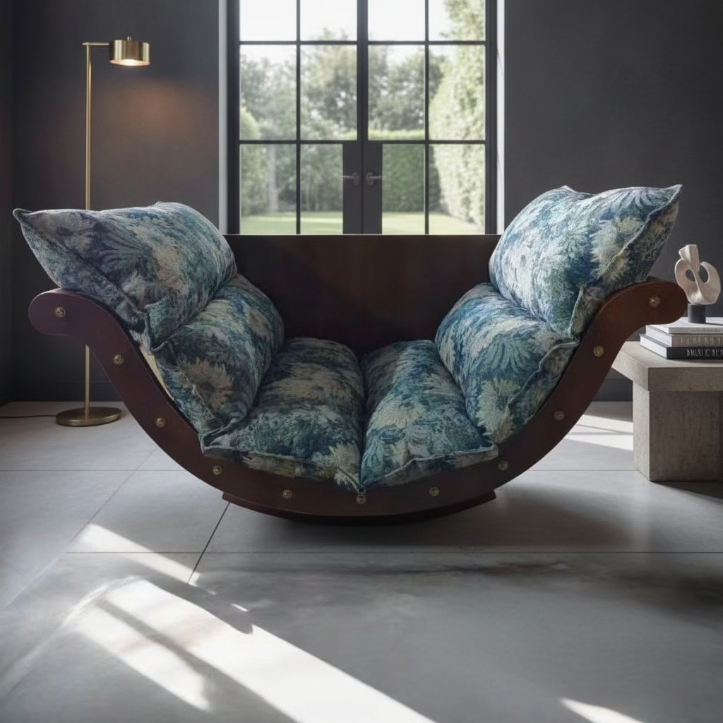 Chaise berçante confortable en bois massif
