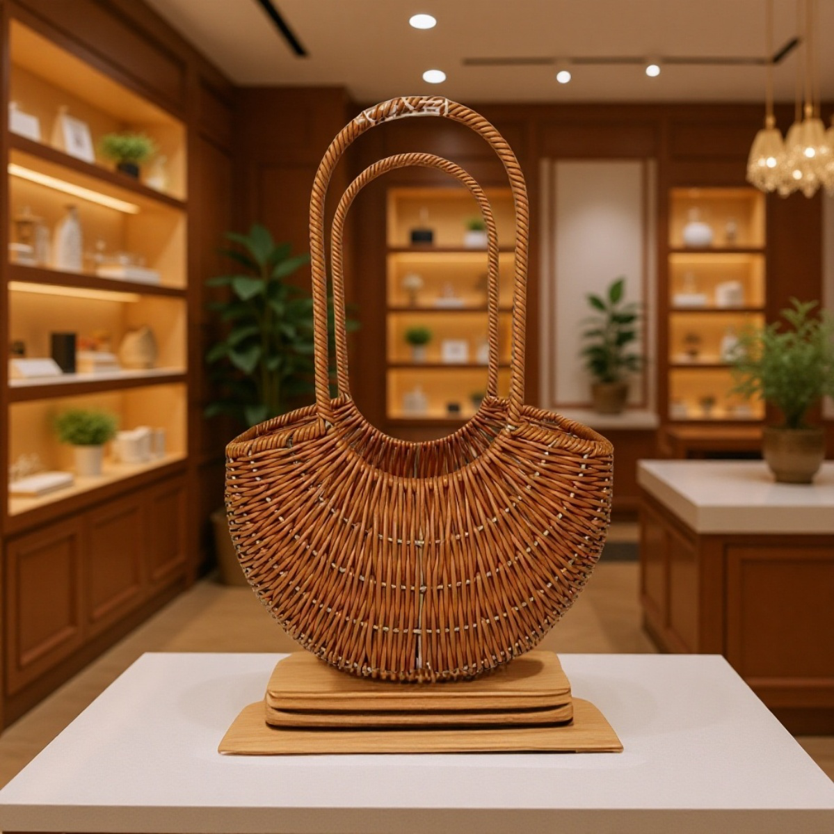 Cesta de flores de mano, cesta de frutas de imitación de ratán.