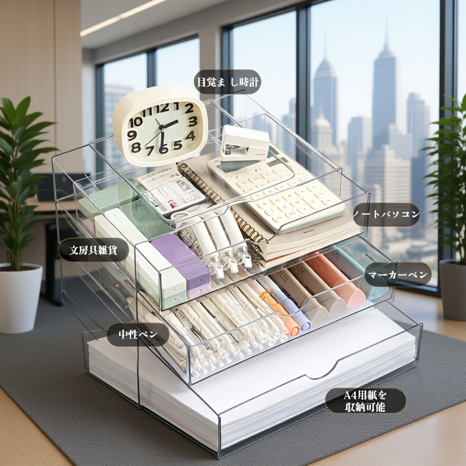 多層引き出し式卓上収納ボックス