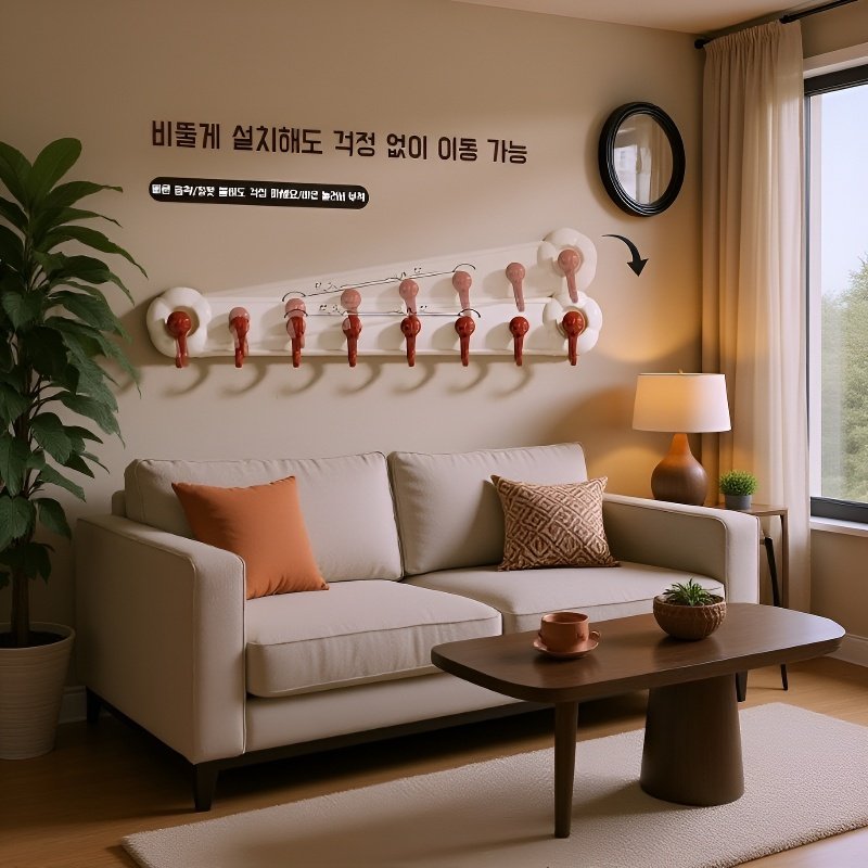 다용도 강력 후크 화장실 벽걸이 8연 수납 후크