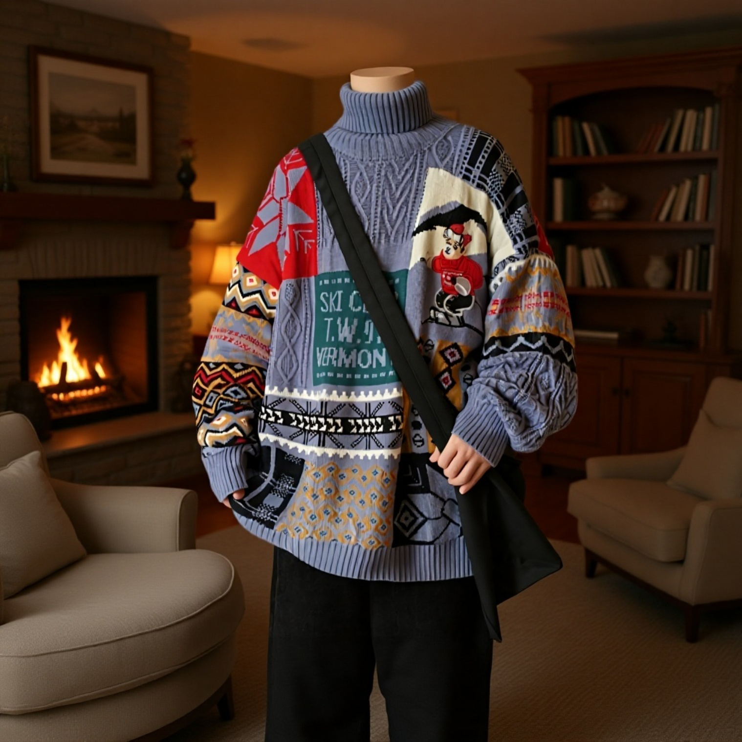 冬用クリスマスカップルセーター 高領 アメリカンスタイル 厚手ニット ゆったり 男女ペア