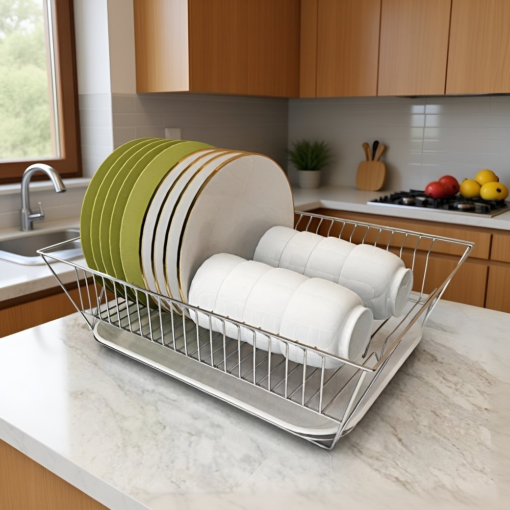 رف تخزين مطبخ منزلي من الفولاذ المقاوم للصدأ