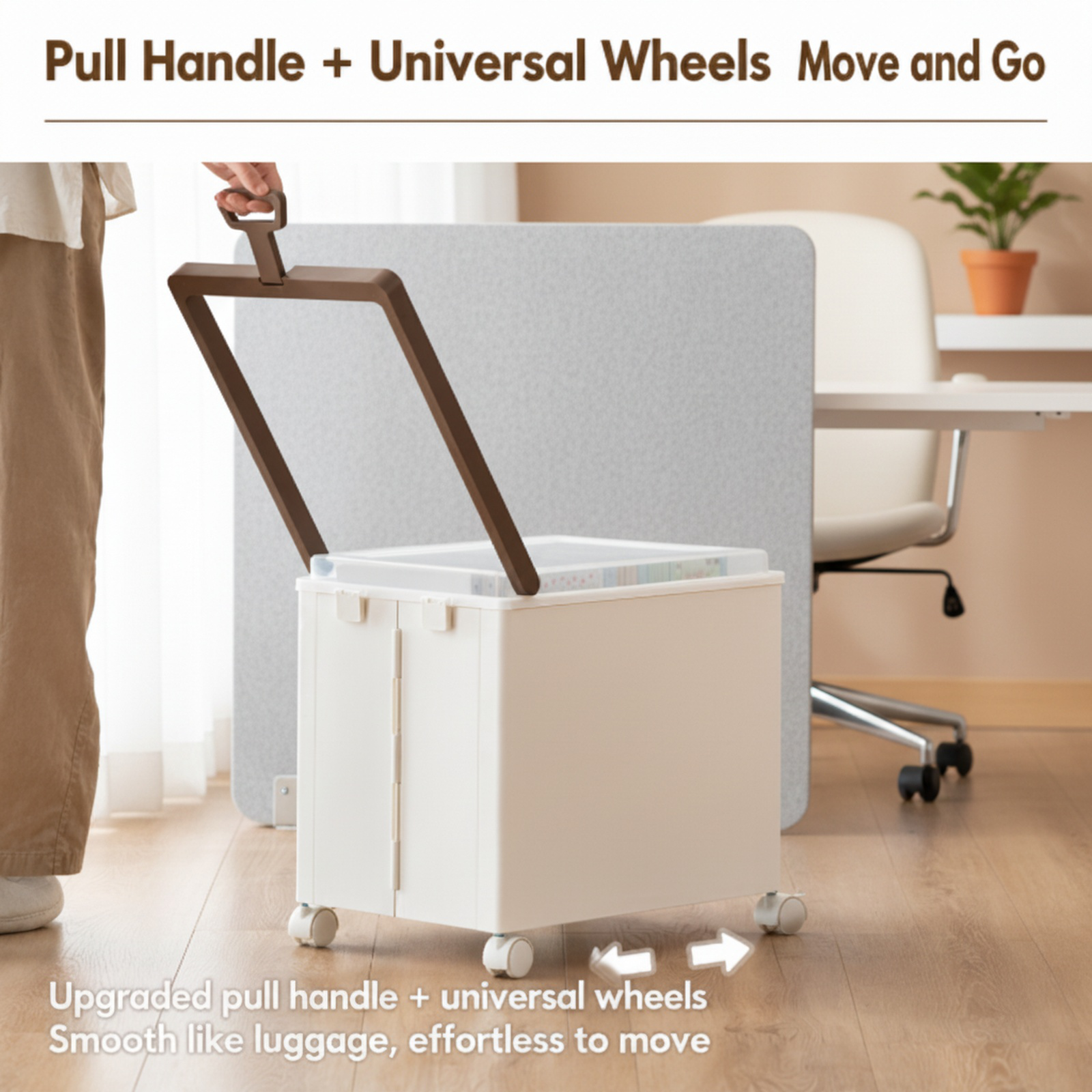 Under-Desk Rolling Portable Cart with Lid