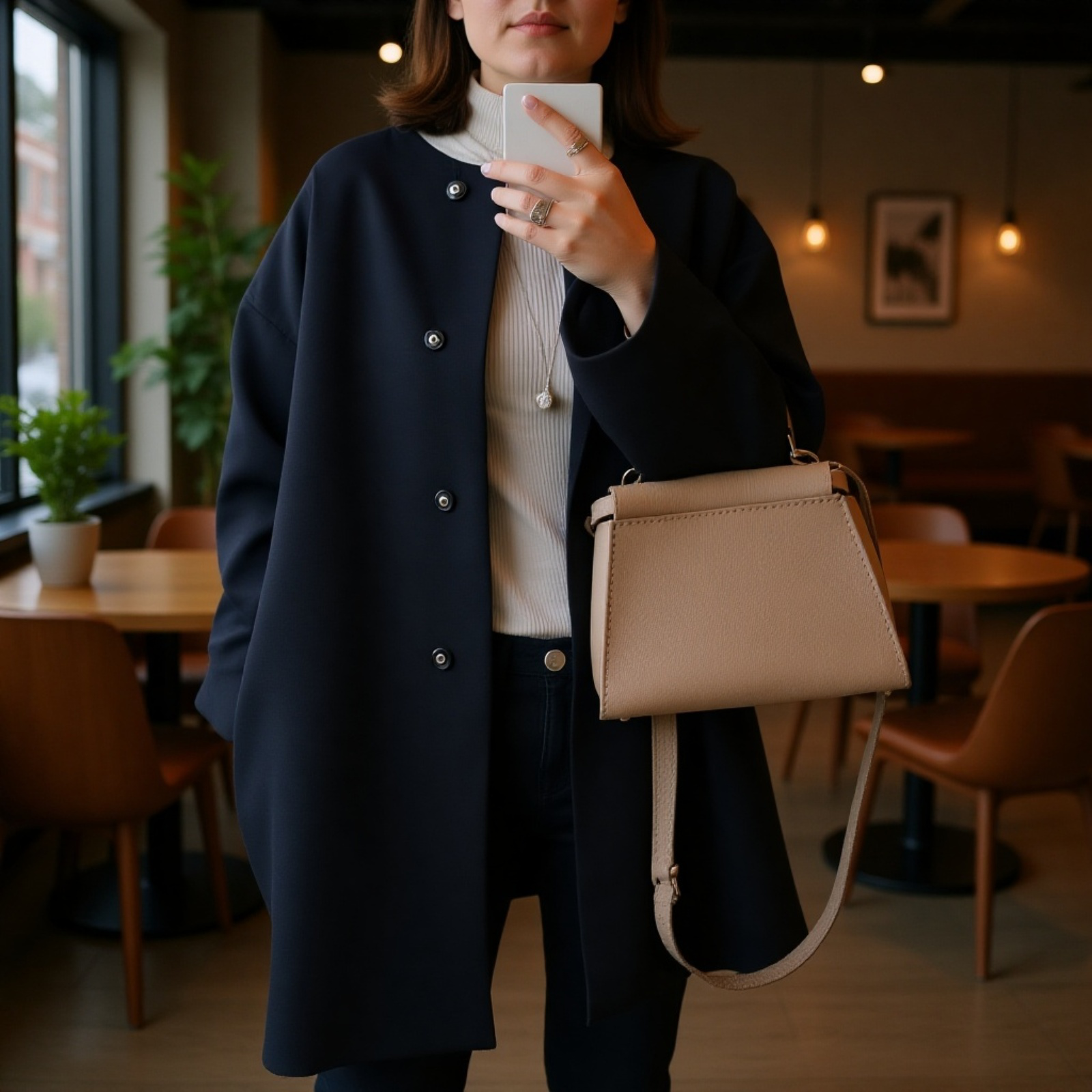 【Brelia-jp】上質なゆったりとした和風ストレートカットコート、レディース、秋冬、上品な無地、シンプルなウールオーバーコート。