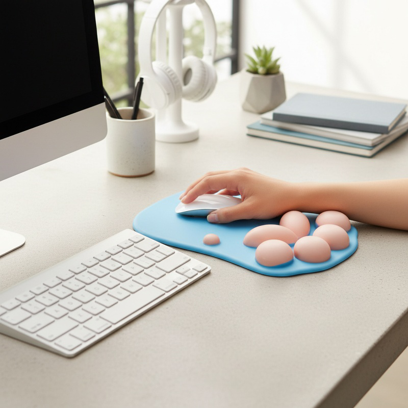 Silicone Wrist Rest Mouse Pad with Cat Paw Design, Desktop Wrist Support