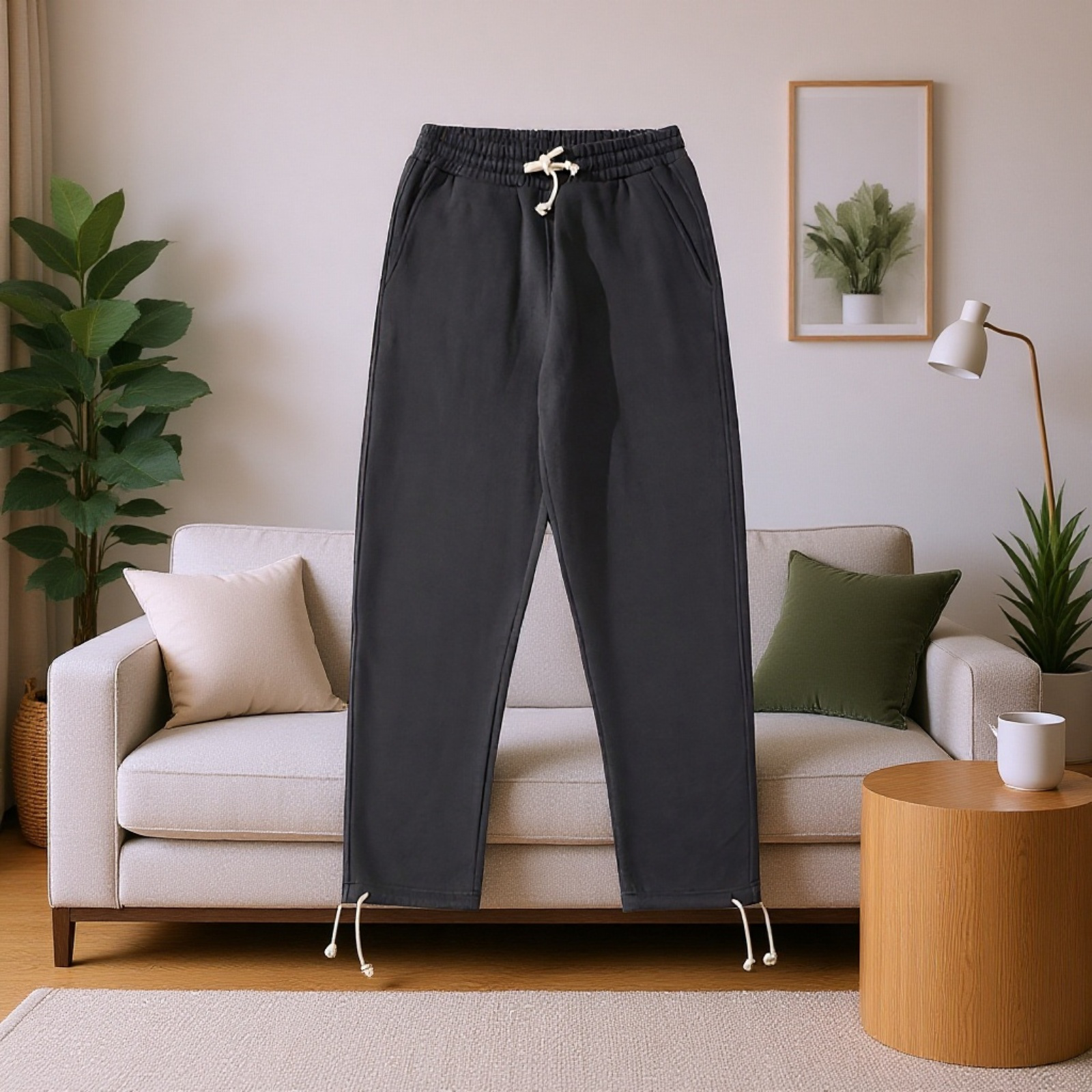 Basic Solid Color Thick Sports Casual Pants