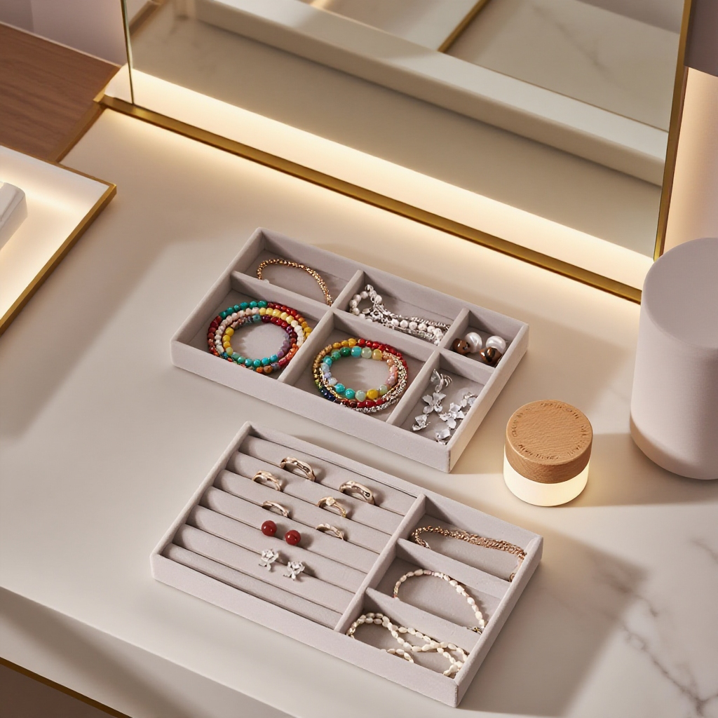 フランネルジュエリー収納ボックス 高級大容量ジュエリーボックス リング イヤリング ハンドジュエリー ネックレス収納ラックセット