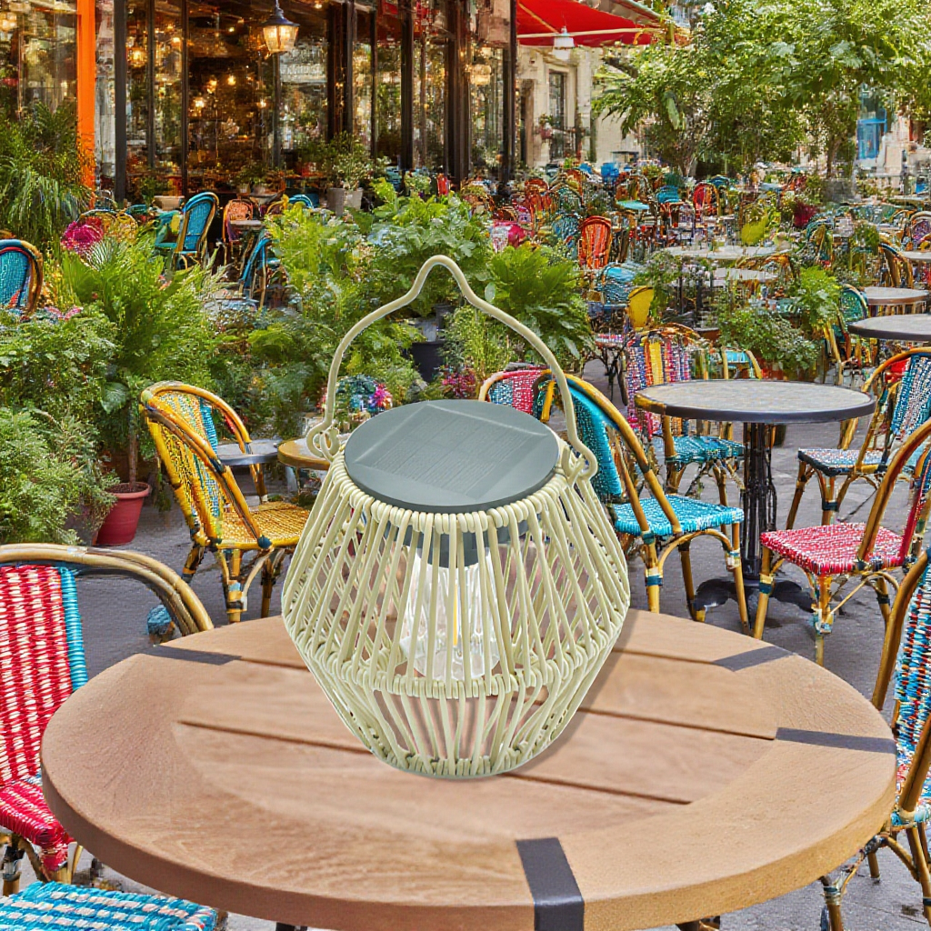 竹製ソーラー提灯 ガーデンランタン 防水屋外テーブルライト