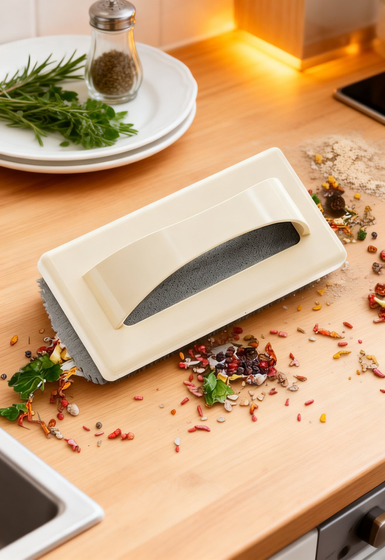 Rodillo limpiador eliminando grasa de la mesa