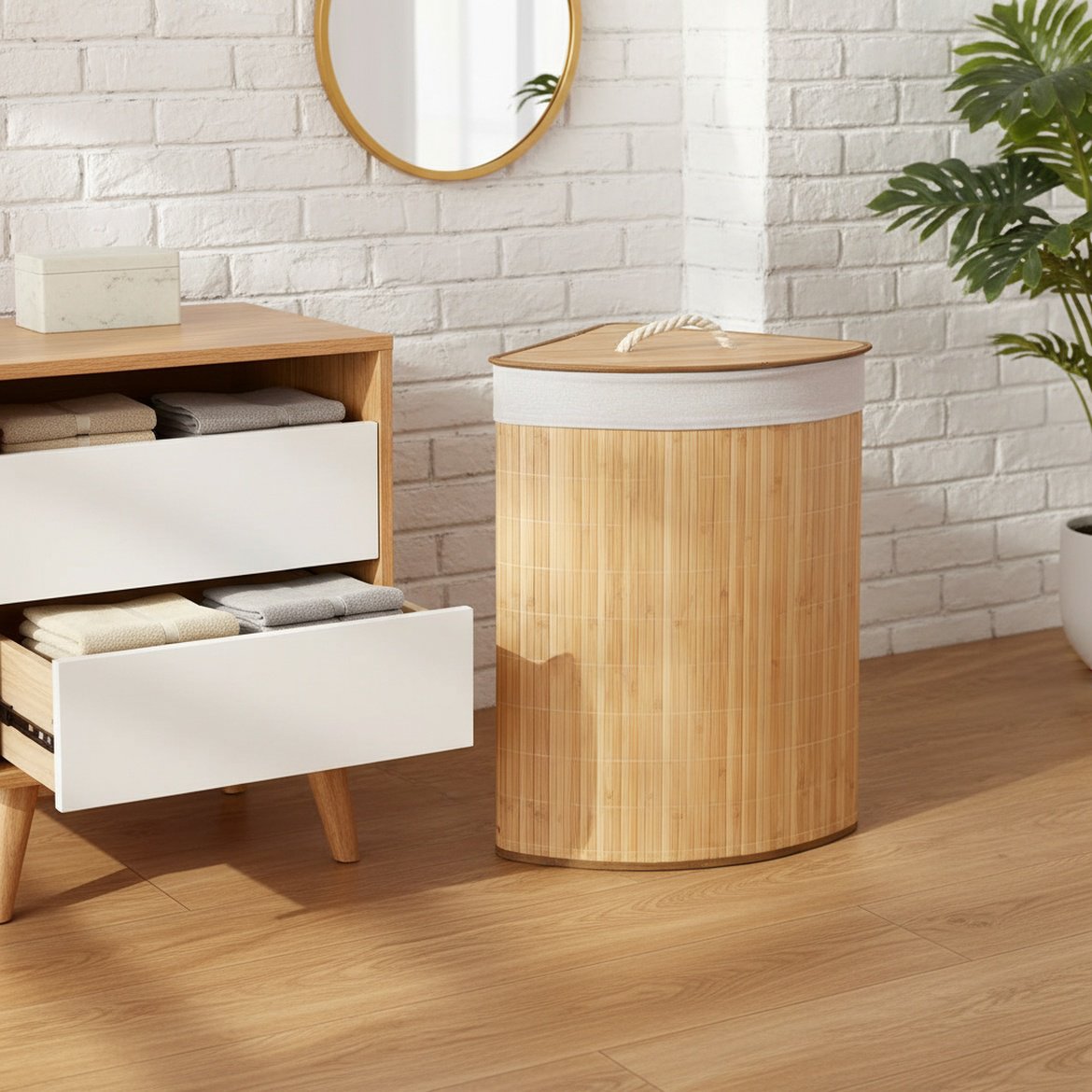 Eco-friendly bamboo laundry basket for home