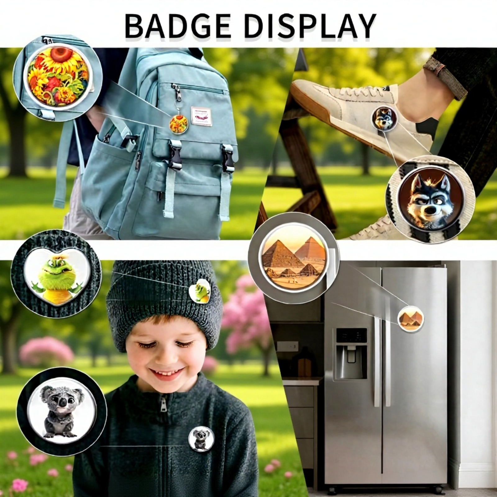 Componentes incluidos en el kit de máquina para hacer insignias