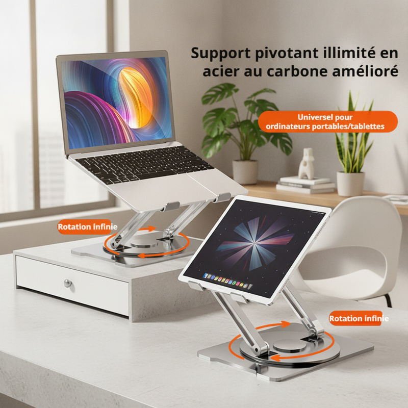 Support rotatif à 360° pour ordinateur portable, rehausseur pour ordinateur