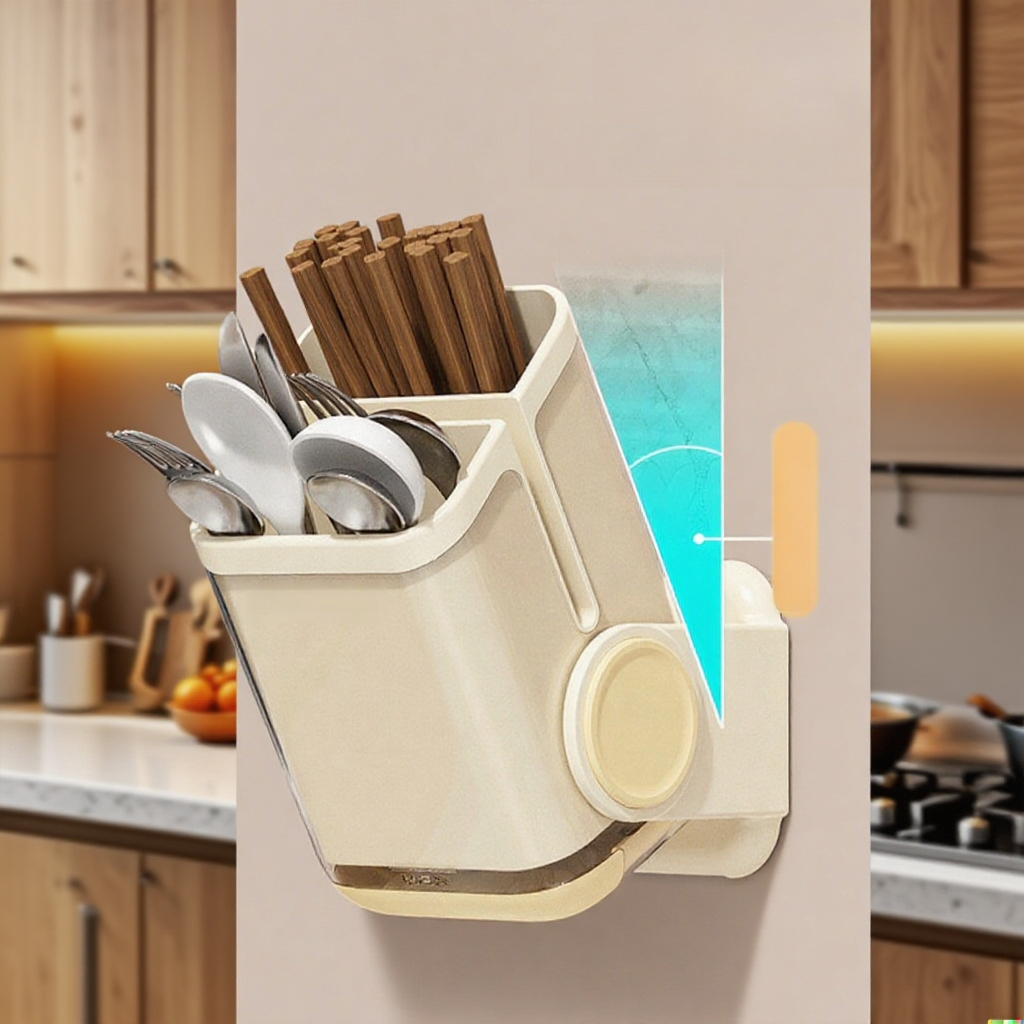 주방 펀치 없는 벽걸이 젓가락 수납함
