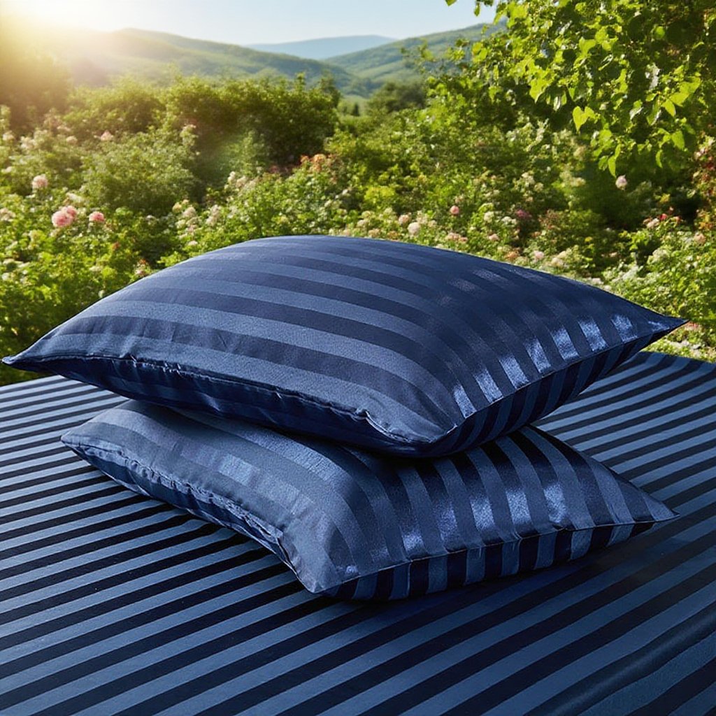 Elegant bedroom with imitation silk bedding