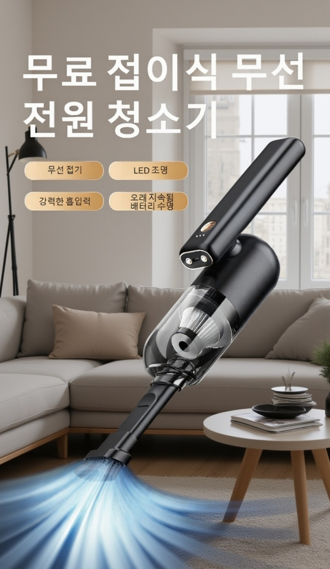 접이식 디자인의 휴대용 청소기