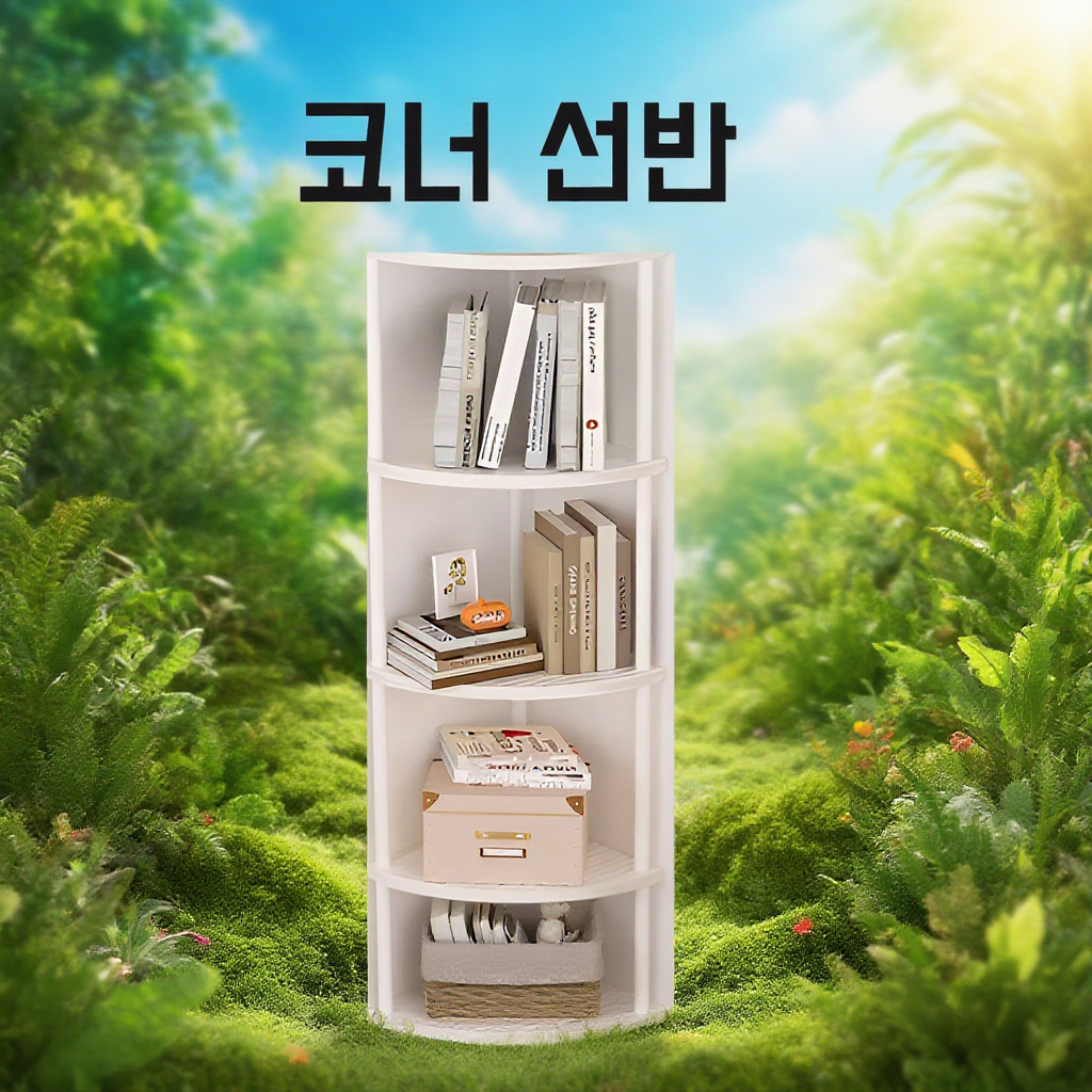 삼각 코너 다층 수납 선반 전체 모습