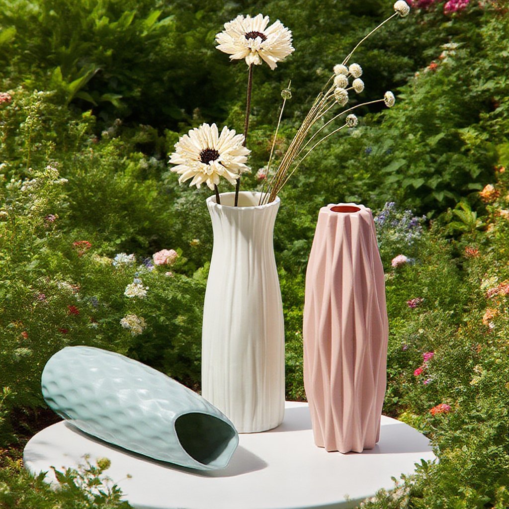Jednoduchá nordická váza z plastu, odolná proti rozbití, dekorace do obýváku