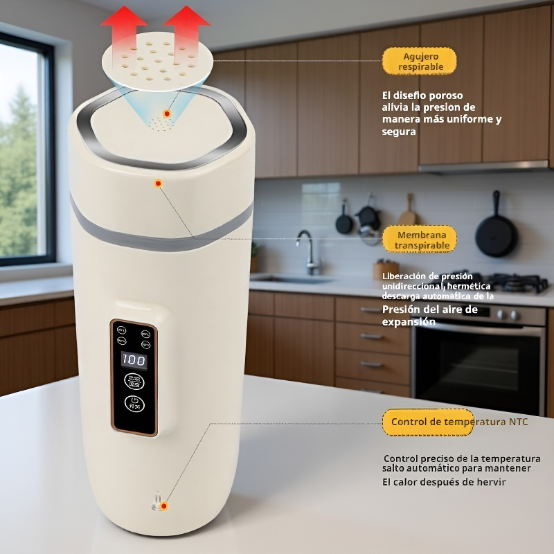 Vaso eléctrico portátil con pantalla inteligente y temperatura ajustable