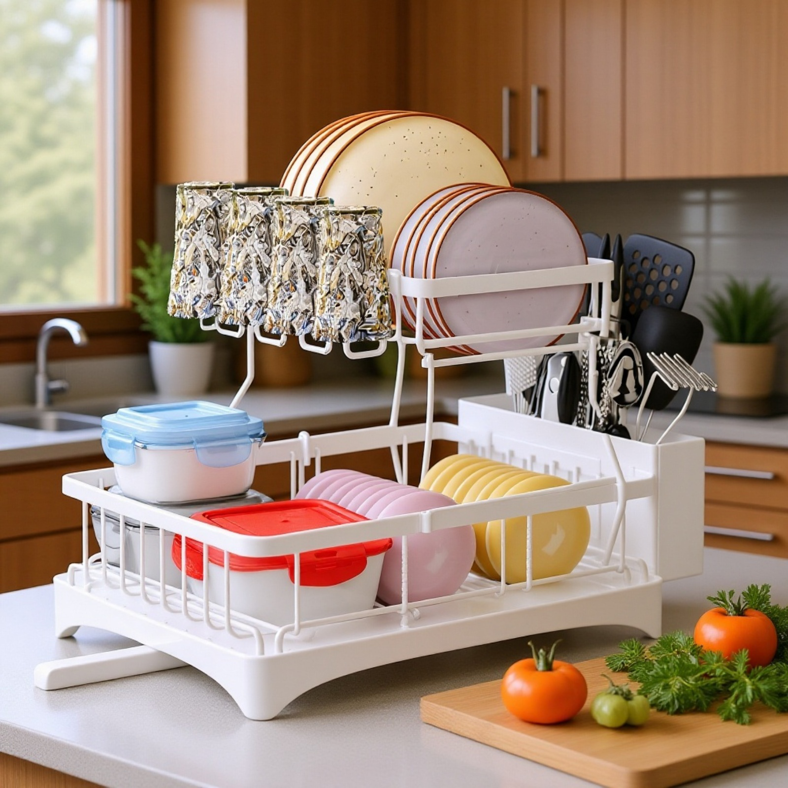 ステンレス食器水切りラック 多機能収納ラック