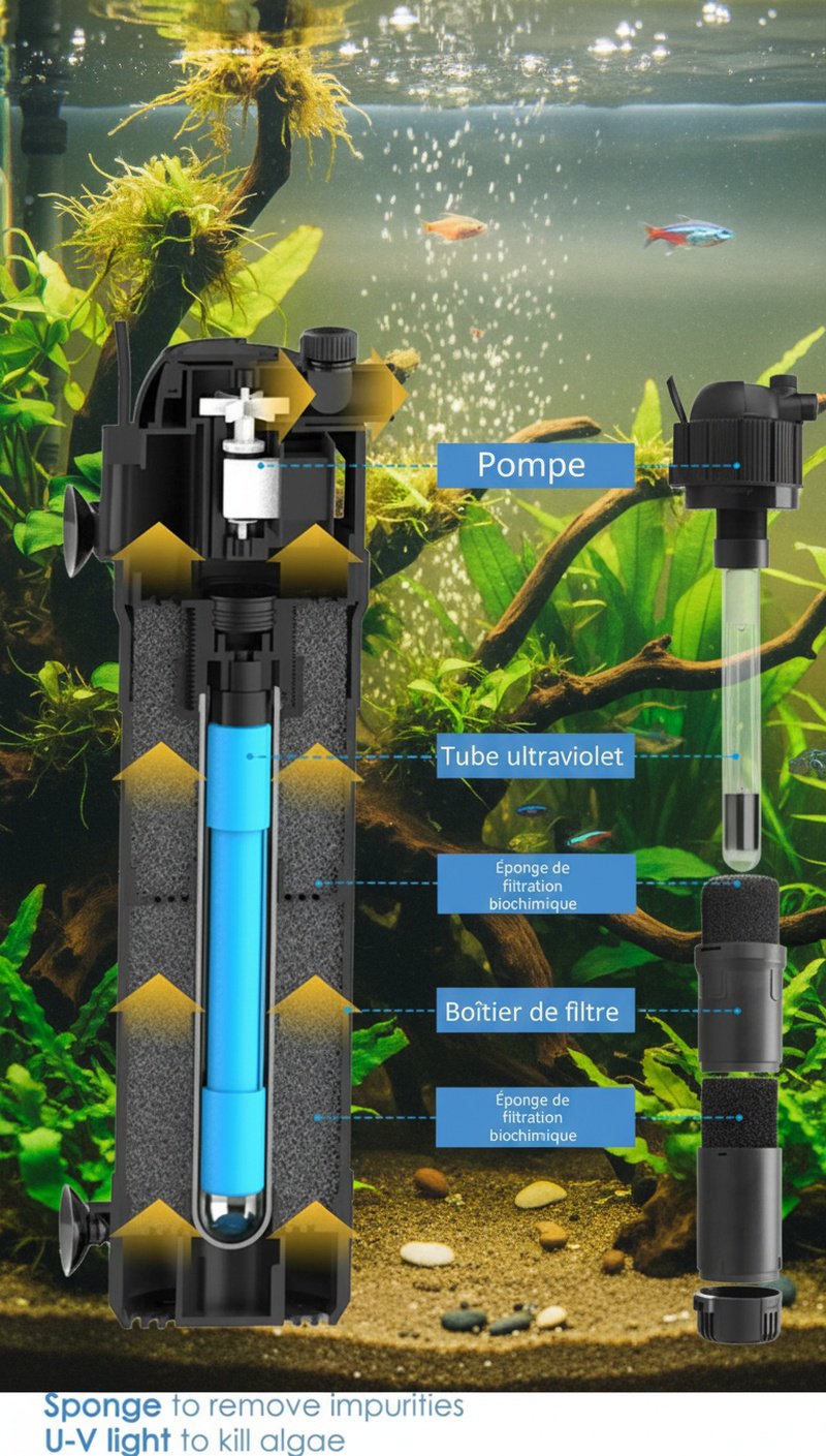 Vue détaillée du coton filtrant pour aquarium