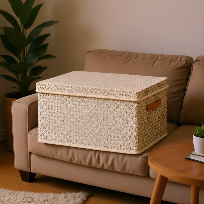  صندوق تخزين الملابس والأغطية مع غطاء، قابل للطي، مصنوع من لوح PP س