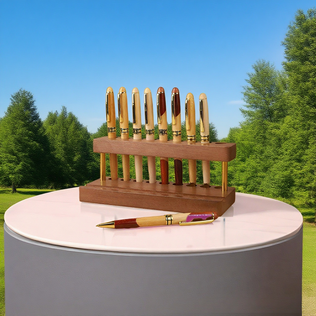 Kancelářský pevný dřevěný box na ukládání per – šikmé zasunutí, vysoká kvalita