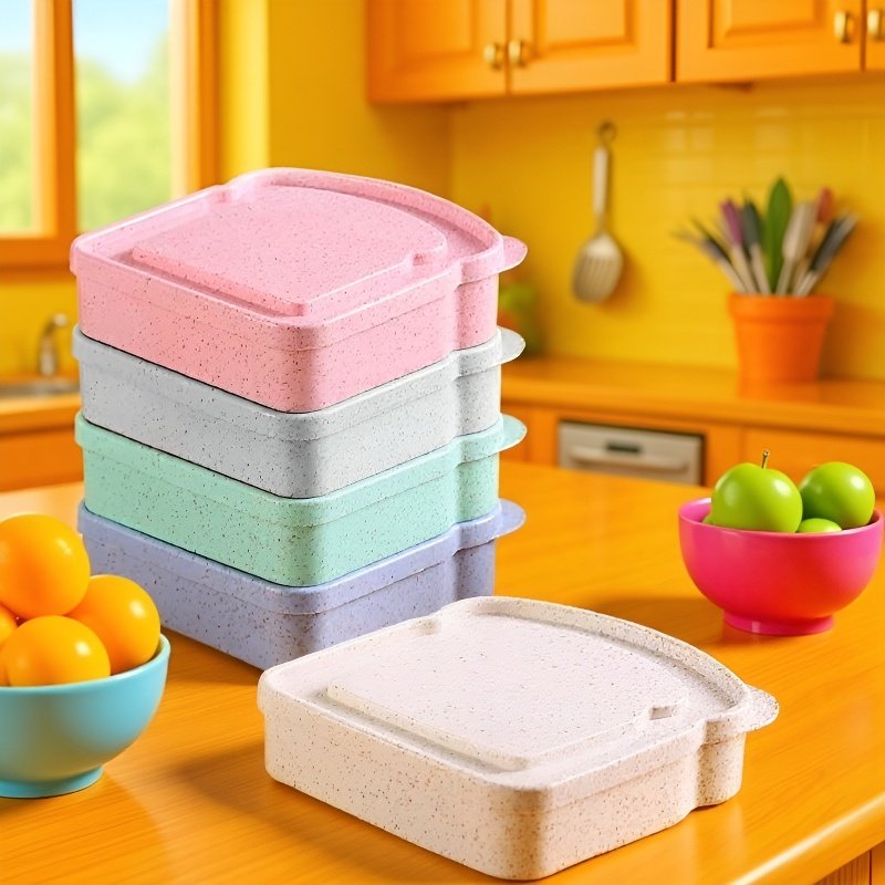Toast Shape Sandwich Lunch Box for School & Picnic, Fruit Salad Bread Storage Container