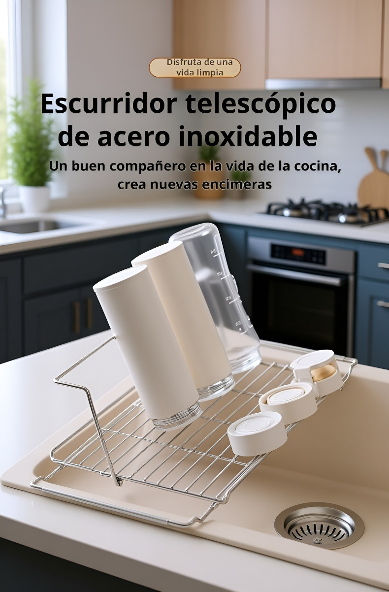 Escurridor de platos de acero inoxidable apto para lavavajillas