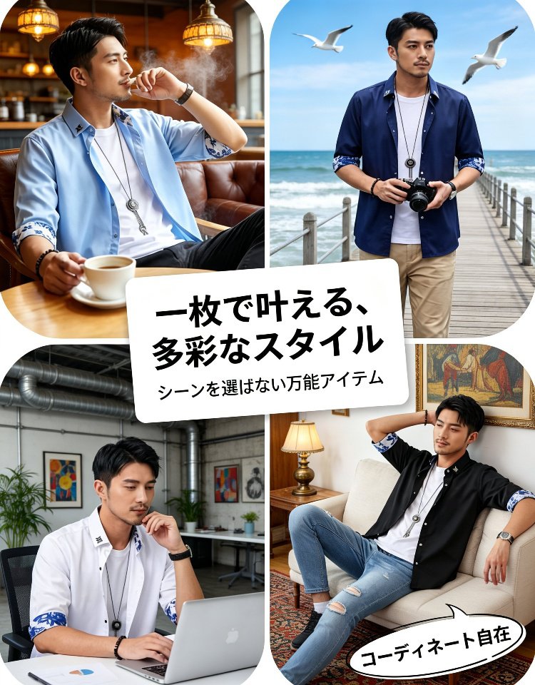 接触冷感7分袖シャツ