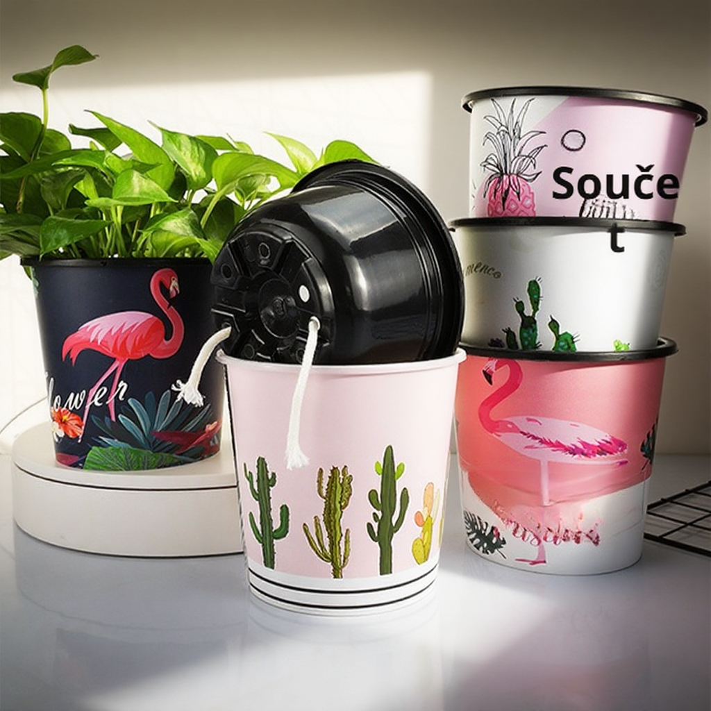 Malovaný samozavlažovací květináč