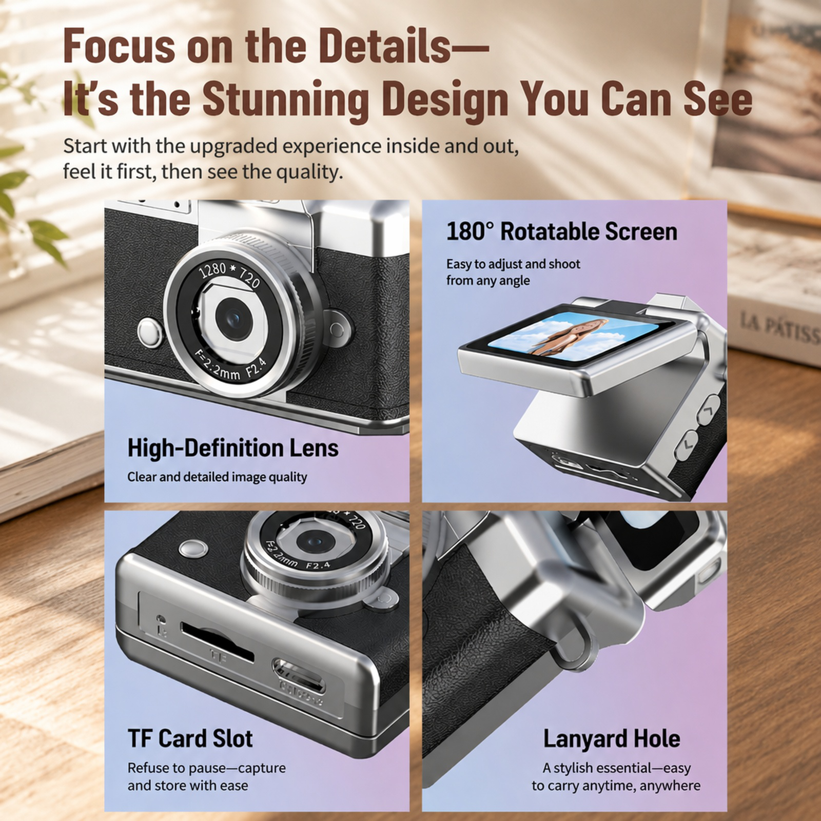 CCD Mini Camera with Thumb Flip Screen, Ideal for Students, Campus Use, Digital Retro CCD High-Defin