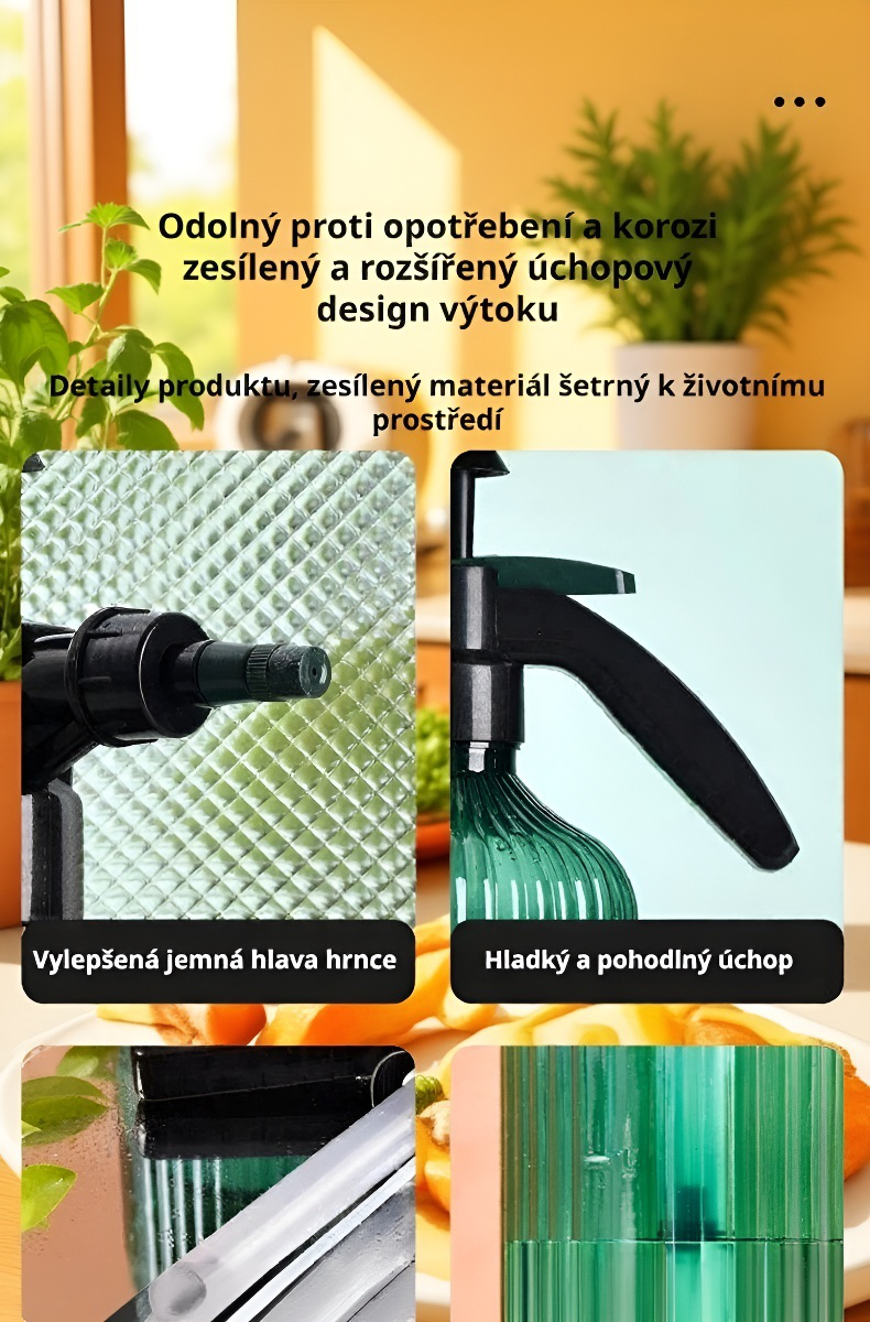 Zahradní postřikovač s pohodlným držadlem pro zalévání