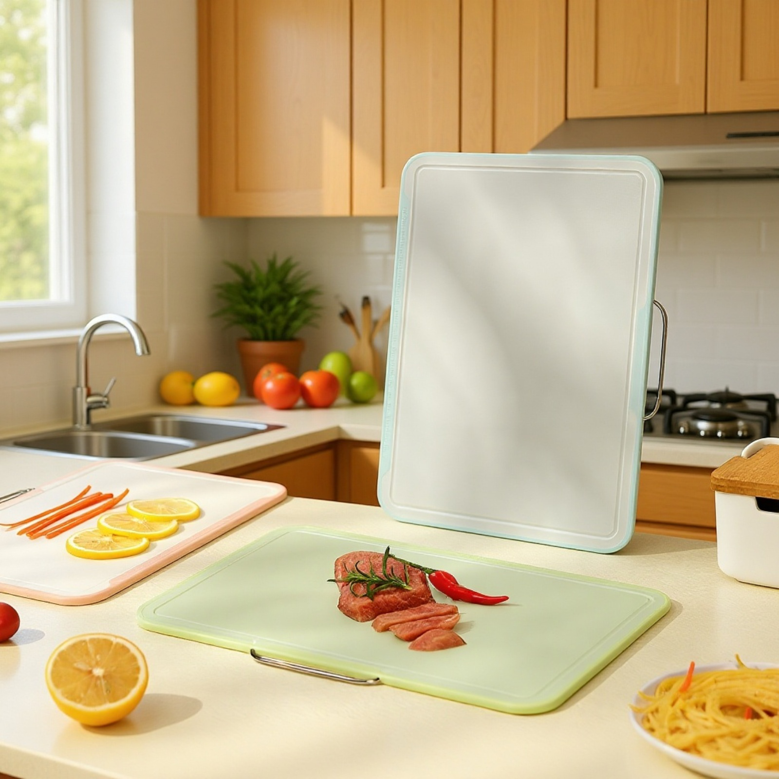 식기세척기에 넣은 컬러 분류 도마