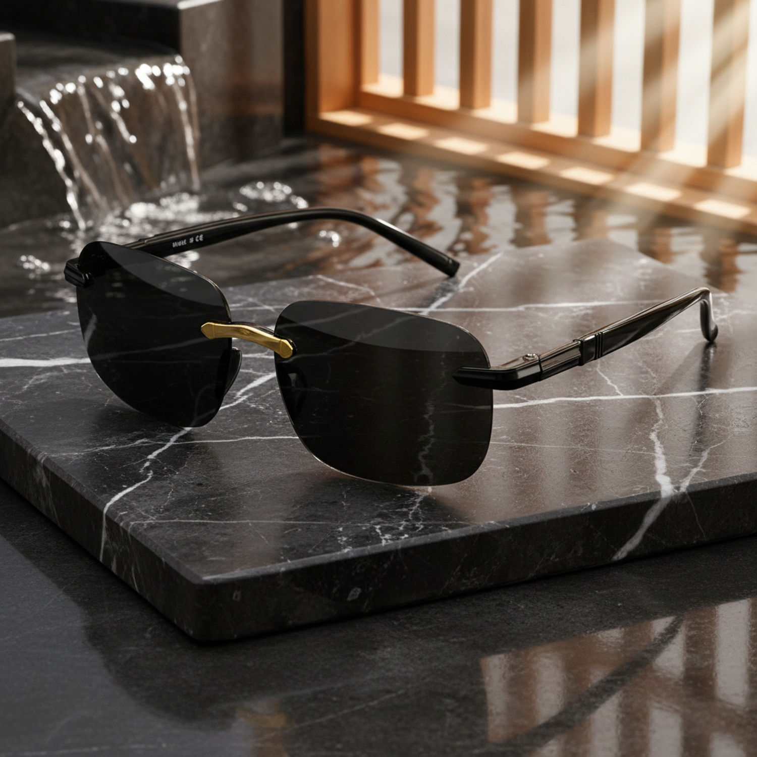 Détail du verre en cristal naturel des lunettes de soleil haut de gamme