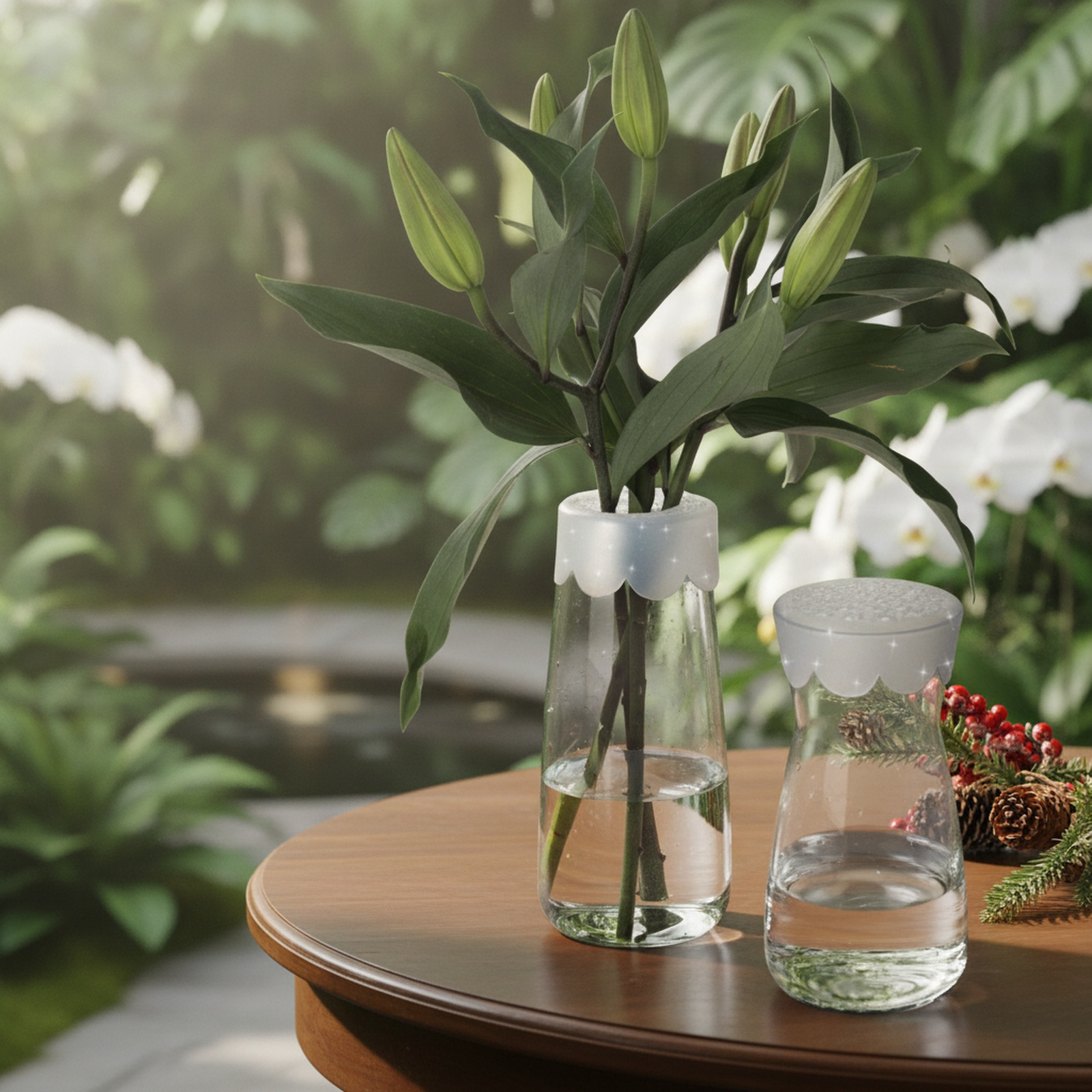 Reusable spiral flower holder for vase arrangements