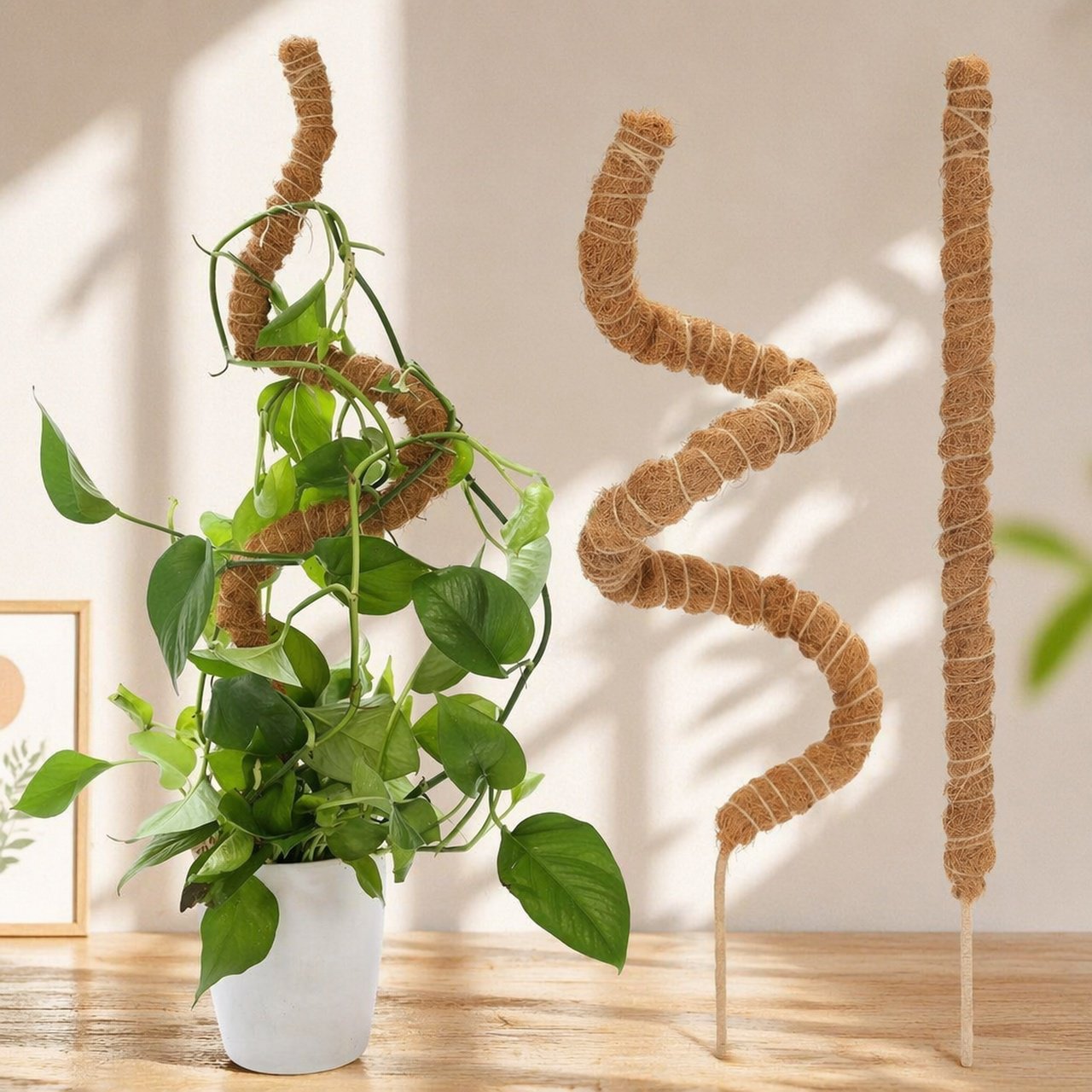 Monstera Stützstab, Moosstab für Grünlilie, Pflanzenstütze aus Kokosfaser