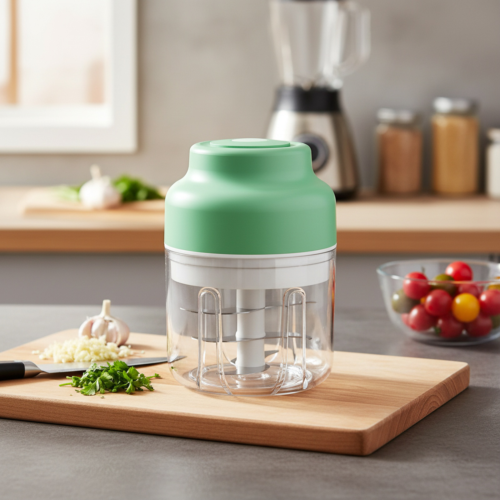 Electric garlic press, wireless mini garlic press, automatic garlic stirrer, garlic peeler, kitchen 