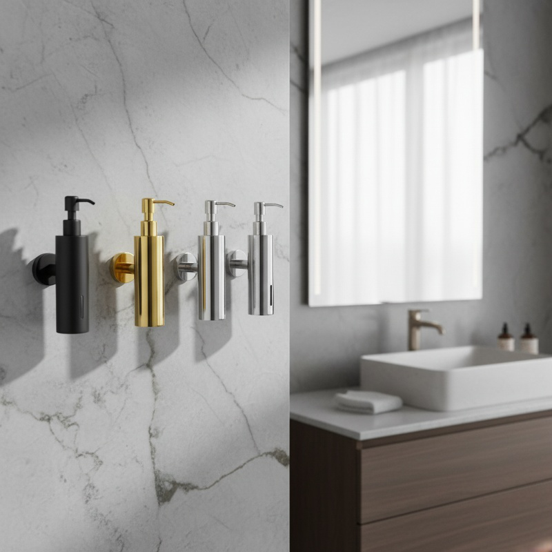 Distributeur de savon mural en acier inoxydable pour salle de bain