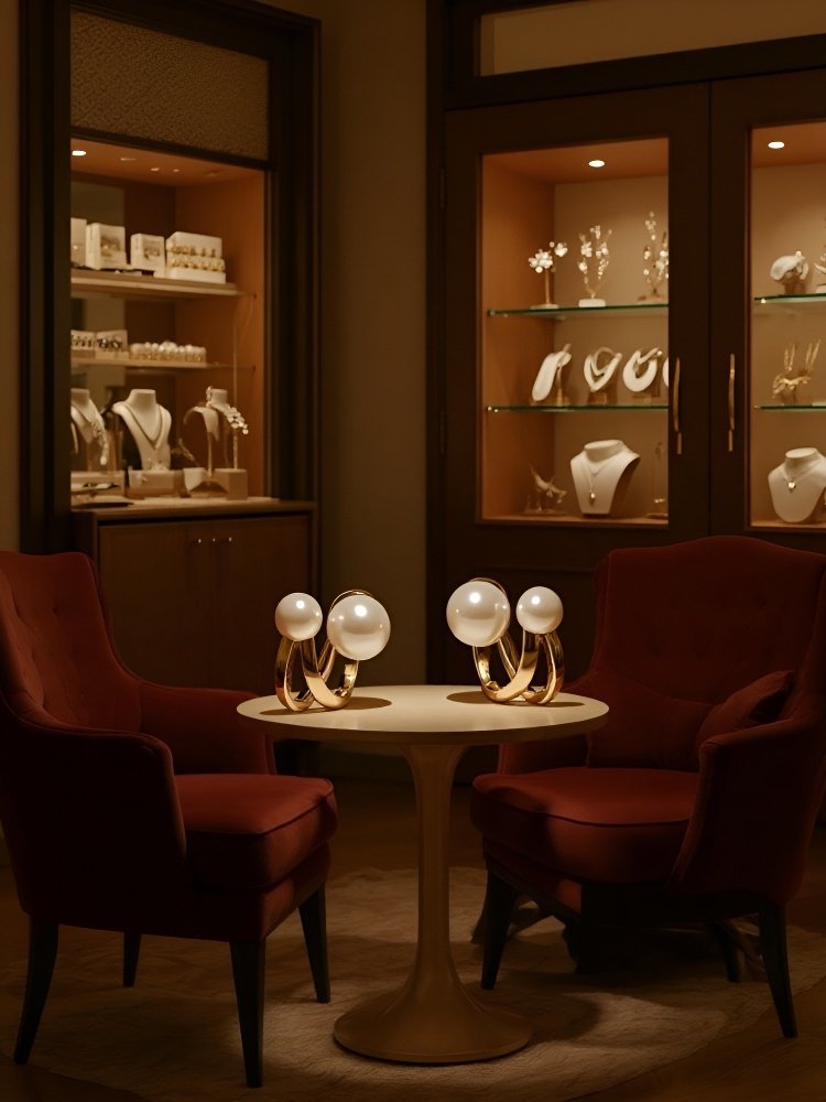 أقراط لؤلؤية هندسية