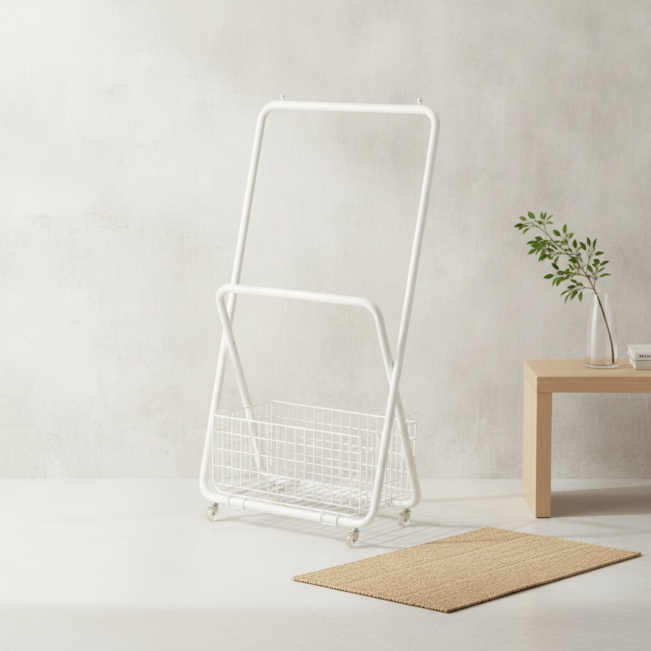 Floor-standing clothes rack floor bedroom coat rack thickened metal with wheels balcony clothes rack