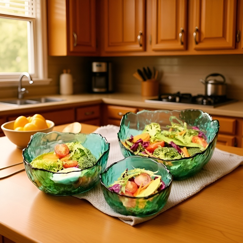 Clear Glass Bowl Hammered Japanese Fruit Plate High Color Salad Bowl Popular Fruit Bowl