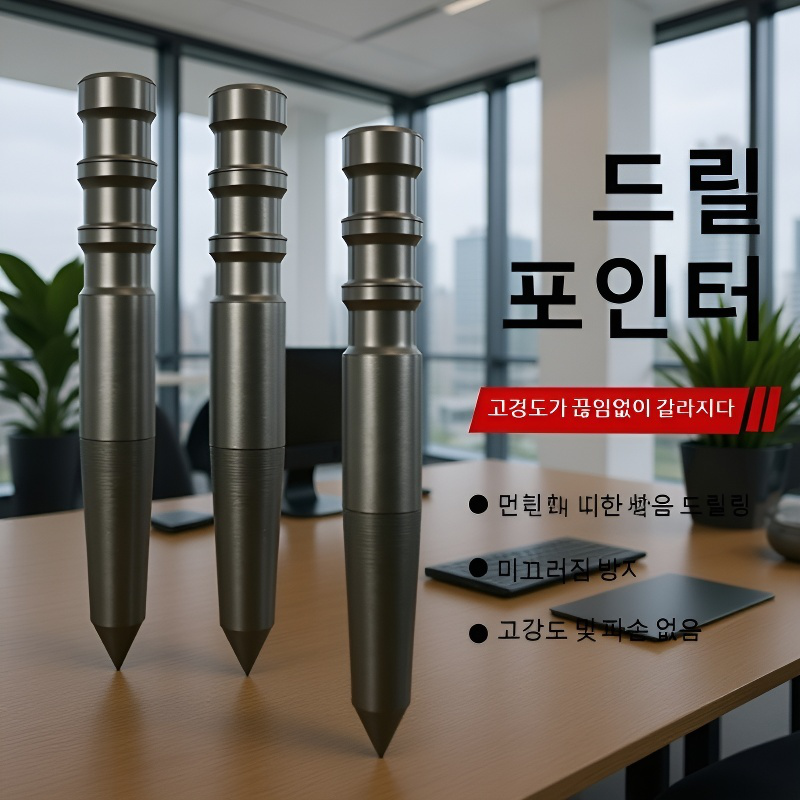 금속에 천공 위치를 지정하는 모습