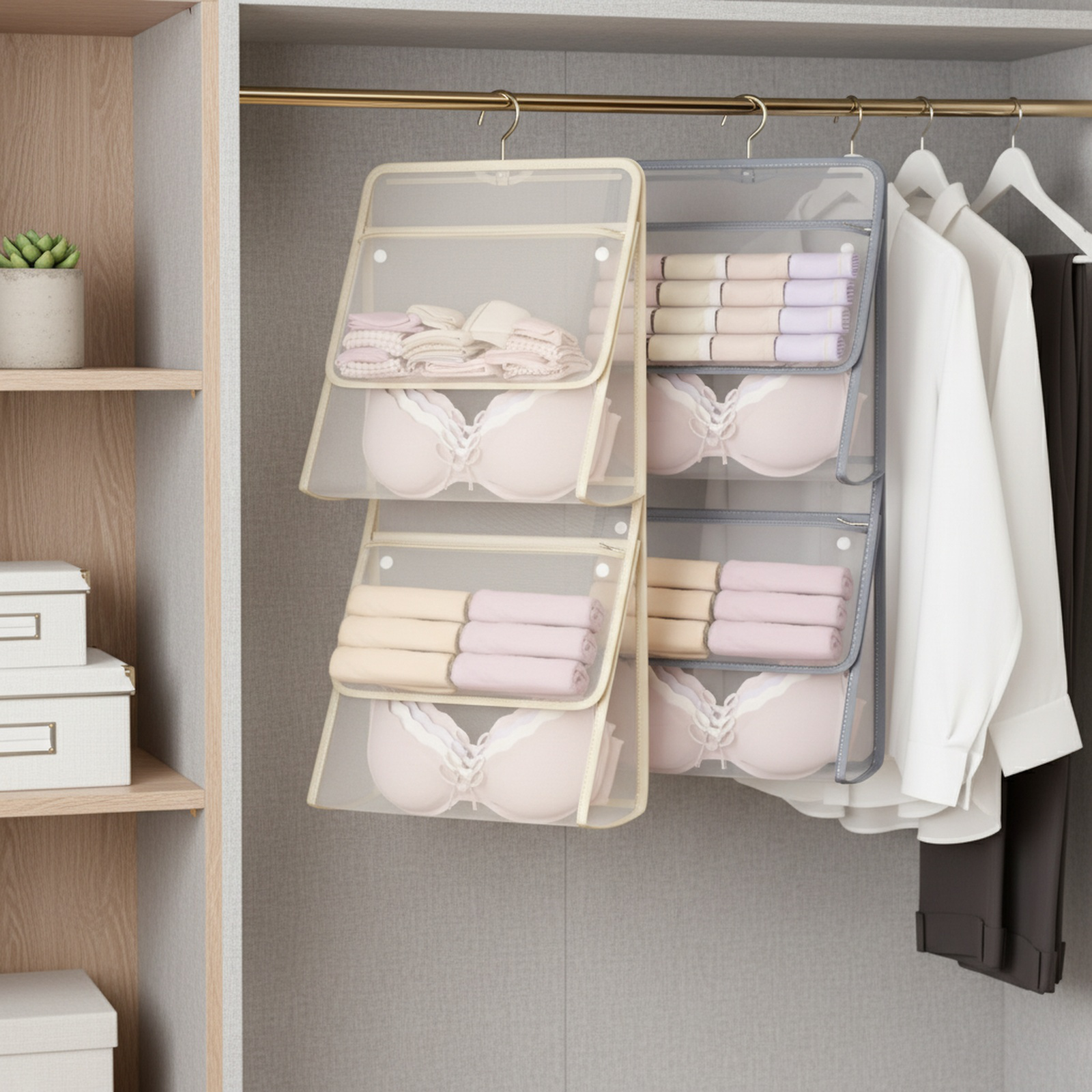 下着収納バッグ 寮のドアに掛けるネットポケット収納バッグ アーティファクトワードローブ 下着 靴下収納 吊り下げバッグ