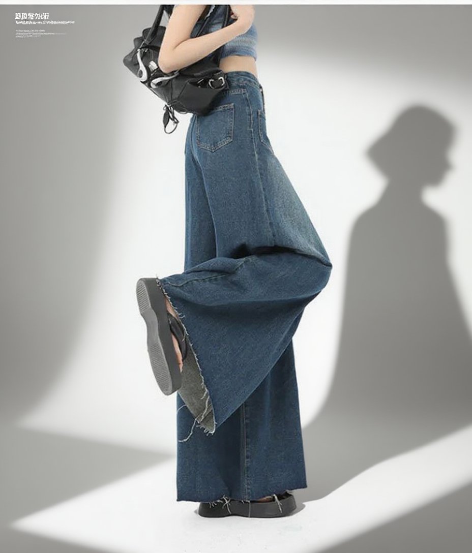 여성용 레트로 데님 팬츠 착용컷
