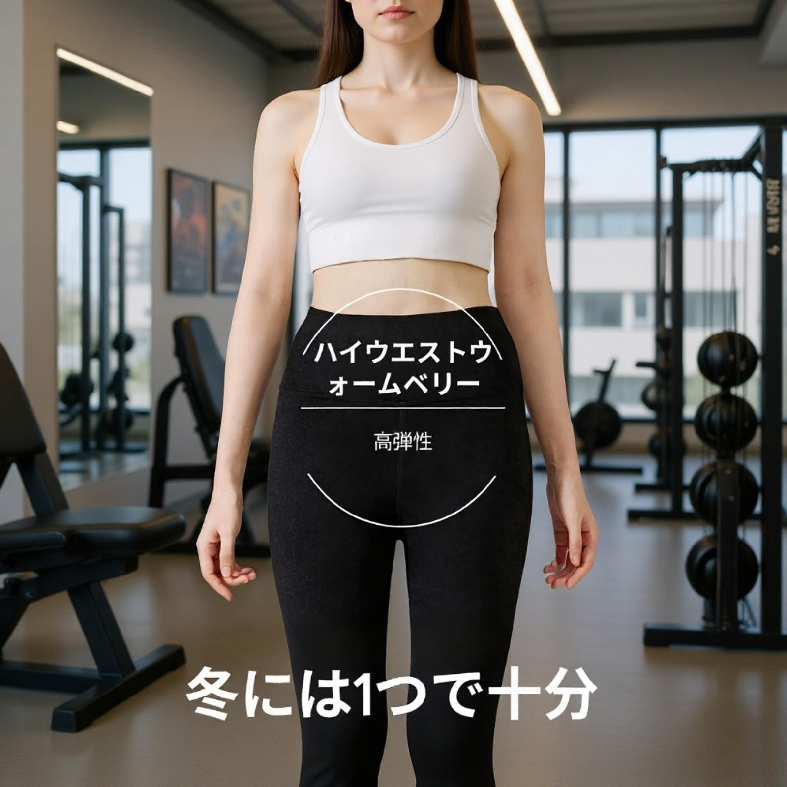 女性用ハイウエスト保温レギンス　快適・通気性・自発熱・シームレス