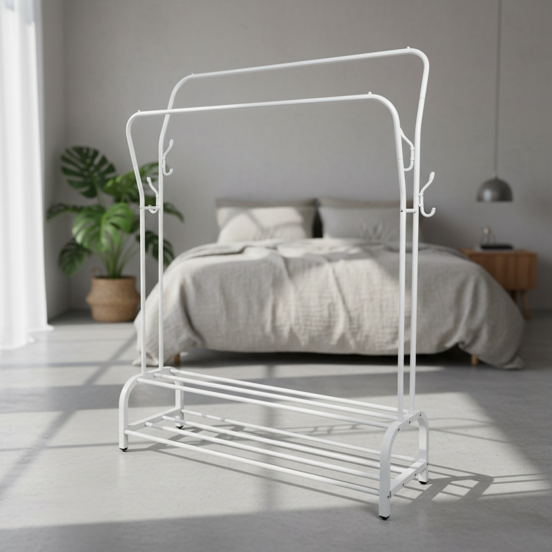 Household double pole floor drying rack