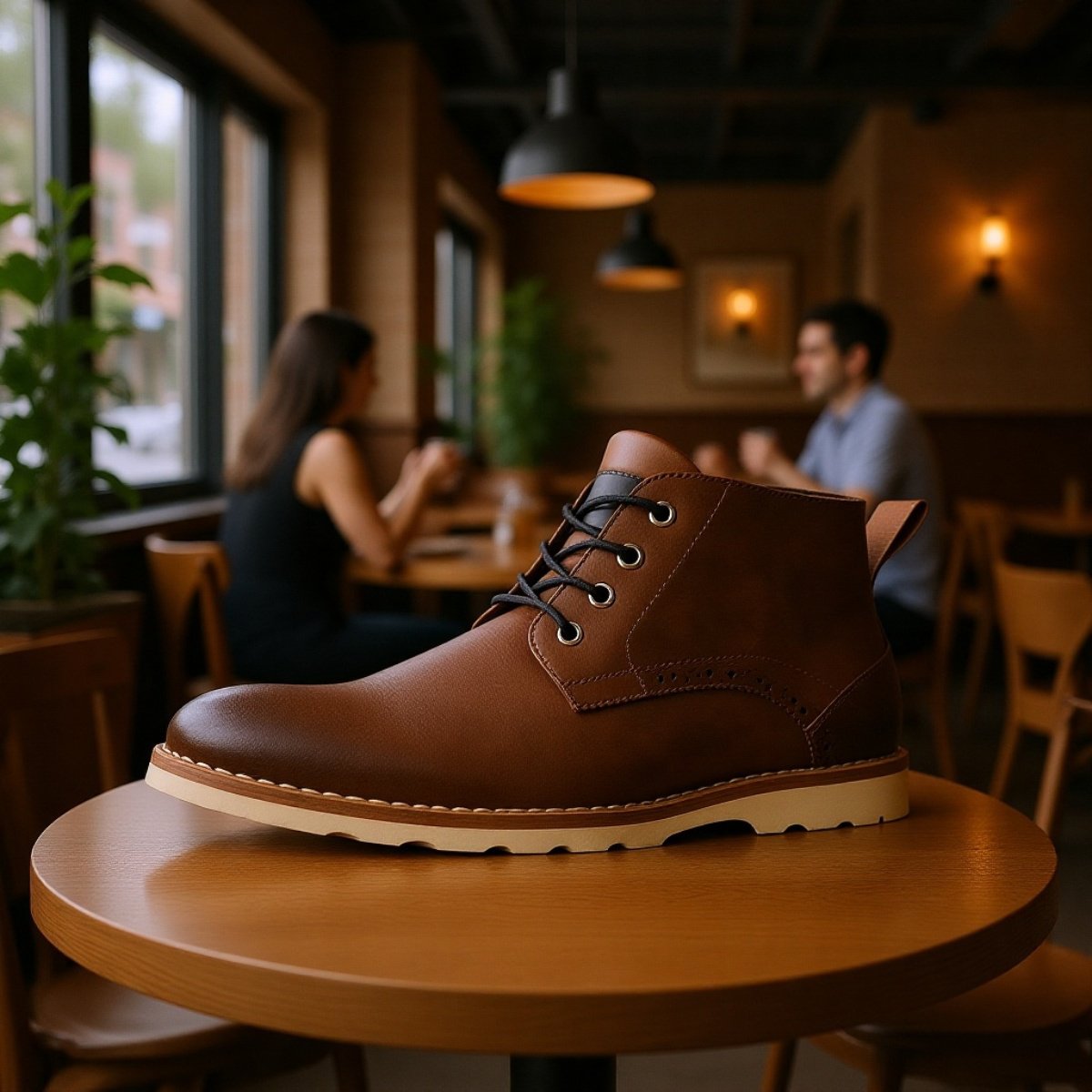 スタイリッシュなレザーショートブーツ