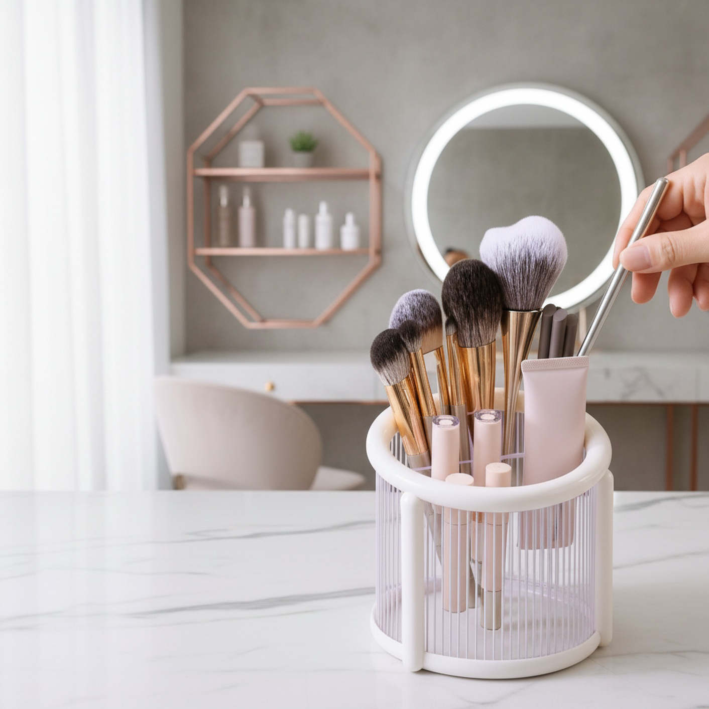 Multifunctional Cosmetics Storage Box Lipstick Eyebrow Pencil Brush Minimalist INS Style