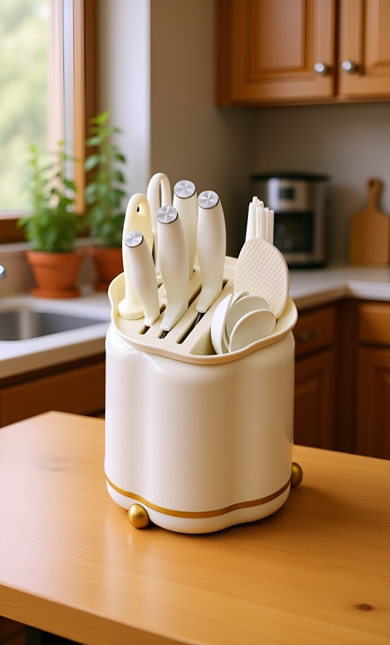 주방 칼과 도구를 깔끔하게 정리한 모습